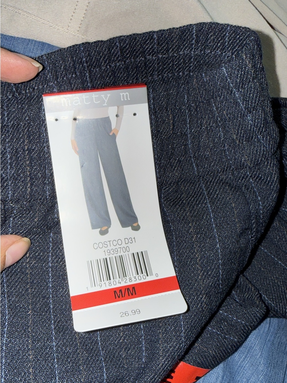 Matty M Dark Navy Pinstripe Wide Leg Jeans